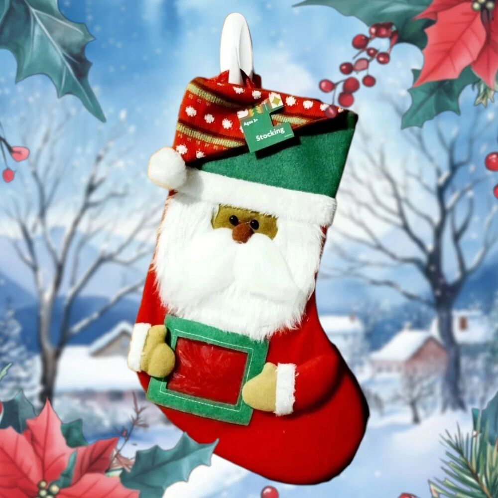 Christmas Santa Claus Stocking with Photo Frame Felt Holiday Decor